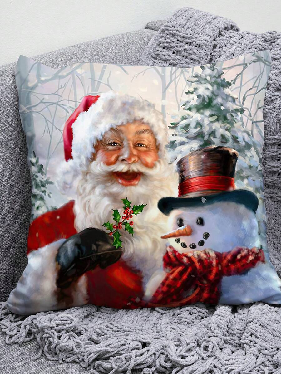 1pc Cartoon Santa Claus Pattern Pillowcase - Multicolor - View 1