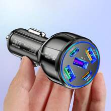 Maerknon 1 个黑色车载点烟器充电器，5 个 USB Type-C 接口，双 PD 75W 快充手机充电器适配器，兼容 快充 3.0。 - 黑色 - 查看 9