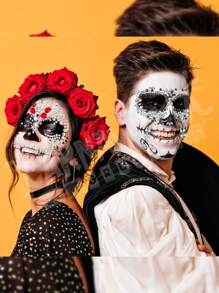 Pedrería Stickers Diamantes Perlas Cara Tatto Catrina 6 Pzs - Multicolor - Ver 6