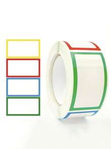 Finego 1inch X 1.77inch 4 Color Plain Name Tag Stickers, Self-Adhesive Name Badge Labels,250 Labels Per Roll, 1 Roll