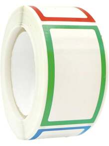 Finego 1inch X 1.77inch 4 Color Plain Name Tag Stickers, Self-Adhesive Name Badge Labels,250 Labels Per Roll, 1 Roll