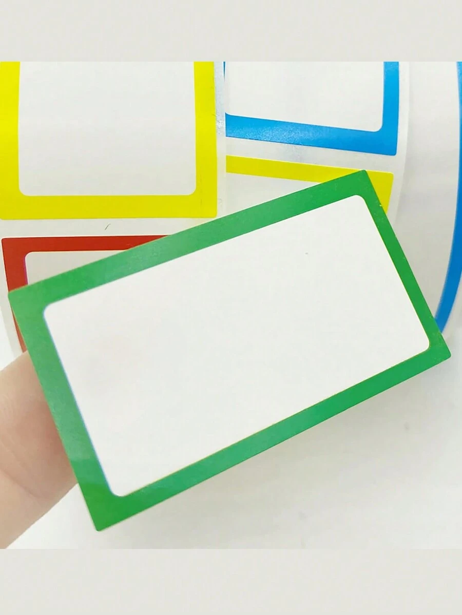 Finego 1inch X 1.77inch 4 Color Plain Name Tag Stickers, Self-Adhesive Name Badge Labels,250 Labels Per Roll, 1 Roll