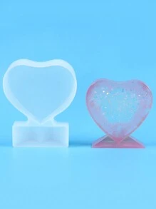 1pc Valentine's Day Photo Frame Resin Mold, Heart Shaped Epoxy Resin Mold, Suitable For DIY Home Desktop Decor Craft Making - White - View 7