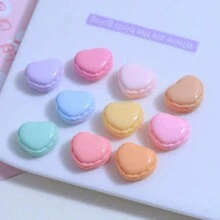 10pcs Resin Cute Macaroon Cheeseburger Cartoon Diy Toy Cream Glue Phone Case Hair Accessories Random Delivery