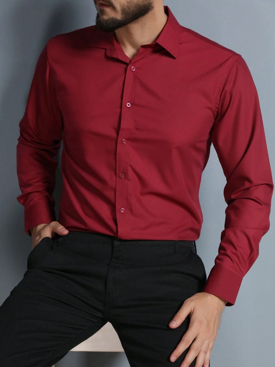 Men Shirts - Màu Đỏ Sâu - Xem 1