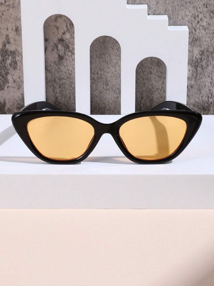 1副女式時尚太陽眼鏡,帶有度數,多種顏色任選,適合日常穿戴 - 黑色 - 查看 1