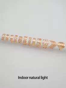 imoli 12 cái/bộ Nhẫn Trang Trí Ngôi Sao & Trái Tim - Vàng - Xem 7