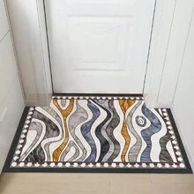 1pc Fluffy Circle Rug, Front Door Mat, Floor Mat, Living Room, Bedroom, Balcony Rug, Modern Area Rug - gray+white - View 1