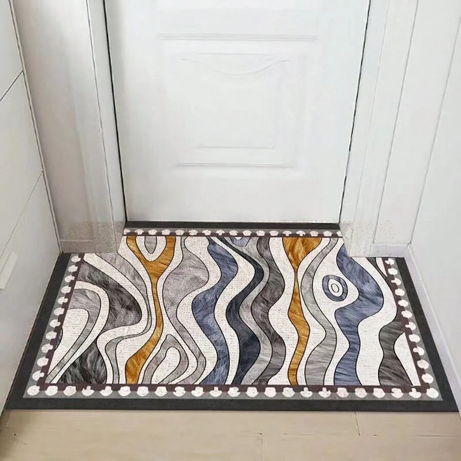 1pc Fluffy Circle Rug, Front Door Mat, Floor Mat, Living Room, Bedroom, Balcony Rug, Modern Area Rug - gray+white - View 1
