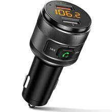 JLAA Wireless 5.0 FM Transmitter For Car, Wireless FM Radio Adapter Music Player FM Transmitter/Car Kit With Hands-Free Calling And 2 USB Ports Charger Support USB Drive - Black - View 1