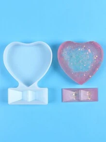 1pc Valentine's Day Photo Frame Resin Mold, Heart Shaped Epoxy Resin Mold, Suitable For DIY Home Desktop Decor Craft Making - White - View 8