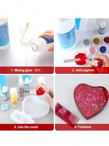 1pc Valentine's Day Photo Frame Resin Mold, Heart Shaped Epoxy Resin Mold, Suitable For DIY Home Desktop Decor Craft Making - White - View 4