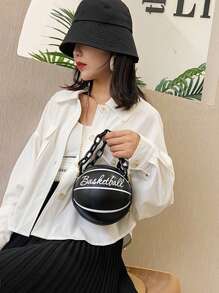 女士包籃球足球肩背包,鏈條休閒拉鍊手提包,pu皮革信差斜挎手提包