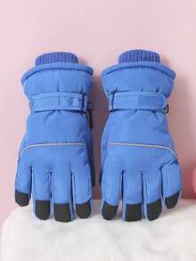1對兒童秋冬防滑保暖滑雪手套,適用於男女孩女孩戶外運動、騎車、滑雪