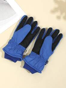 1對兒童秋冬防滑保暖滑雪手套,適用於男女孩女孩戶外運動、騎車、滑雪