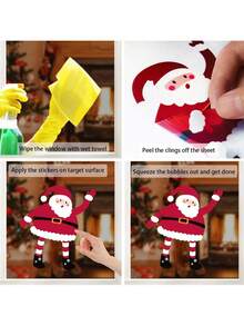 300PCS Christmas Window Clings Stickers, Double Sided Removable Xmas Window Gel Cling Snowflake Window Sticker Decals for Christmas Window Glass Decorations - Multicolor - View 4