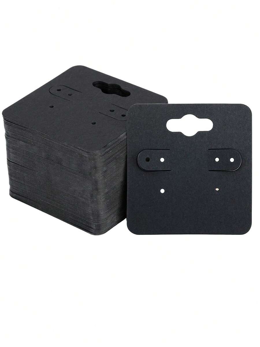 50/100入組珠寶包裝卡,用於展示耳釘和耳夾 - 黑色 - 查看 1