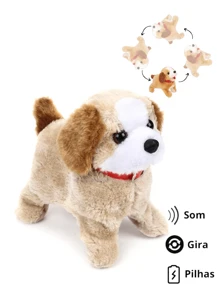 Brinquedo Cachorro Cambalhota Pula Anda e Late Cachorrinho - Bege - Visão 1