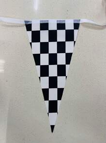 Black And White Checker Flags Banner - Black and White - View 4
