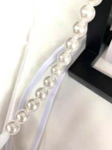 女士性感低腰開襠透明珍珠按摩產品玫瑰丁字褲內衣 - 白色 - 查看 4