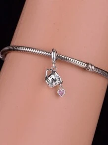 HuooNew 1pc Fashionable 925 Sterling Silver Coffee Cup & Pendant Bead Diy Accessory For Commemoration & Leisure Drinks, Unisex Gift - Silver - View 3