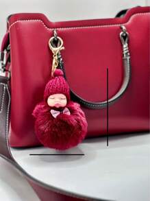 1pc Red Cute Princess Furry Keychain/bag Decor Pendant - Red - View 4
