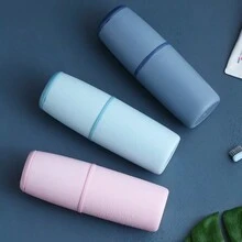 1入組旅行用沖洗杯,便攜式情侶杯,牙刷杯,塑料杯,刷牙杯,出差旅行牙膏和牙刷盒