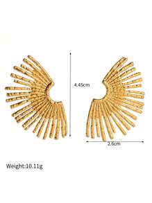 Uworld 1對誇張的太陽紋理空心18k金鍍不鏽鋼垂墜耳環,適合女性派對、舞會穿戴