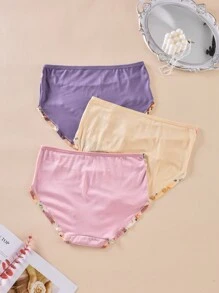 3 件裝大尺碼女高腰三角內褲 - 彩色 - 查看 2
