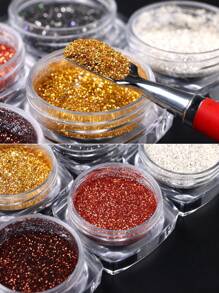 FULL BEAUTY 6件装金色、银色、红色美甲闪粉，全息闪亮亮片，DIY美甲装饰 - 彩色 - 查看 4