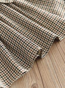 Young Girl 3pcs/Set Casual Solid Color Top, Grid Patterned Skirt With Bowknot And Hat Outfit, Autumn/Winter