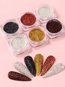 FULL BEAUTY 6件装金色、银色、红色美甲闪粉，全息闪亮亮片，DIY美甲装饰 - 彩色 - 查看 1
