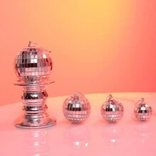 1pc Mirror Ball Disco Ball Decorative Ornament For, Bar, Ktv Birthday, Cake, Party, Photography, Baking, Gift - Silver - View 9
