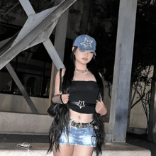 Mũ lưỡi trai phong cách Kpop Y2K màu xanh dương, mũ thời trang hip hop, quà tặng sinh nhật cho cặp đôi, mũ nữ, mũ lưỡi trai đính ngọc trai giả và đá ngôi sao. - Màu xanh lam - Xem 5