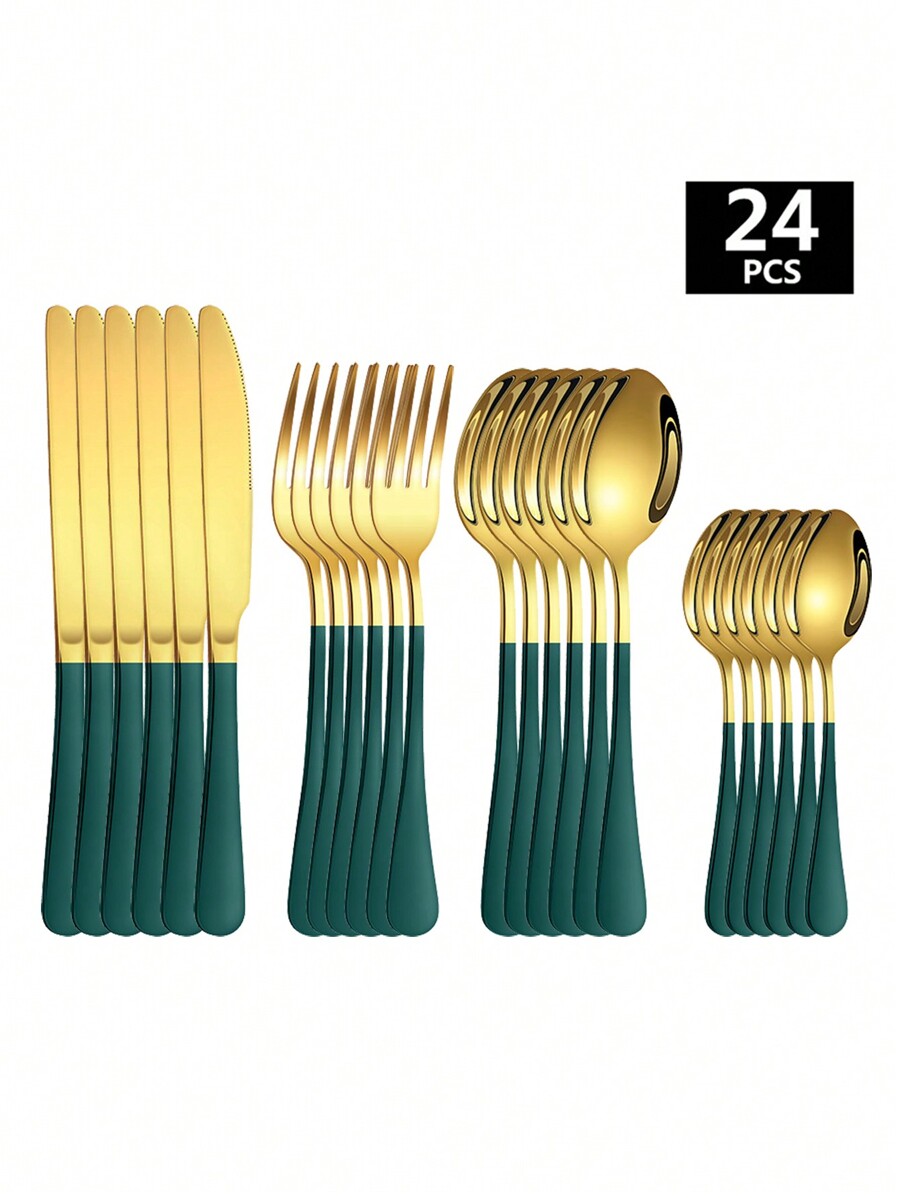 4/16/24pcs Western Style Stainless Steel Flatware Set Including Knife