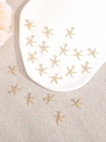 20pcs Gold-tone Cute Starfish Diy Necklace, Bracelet, Pendant For Beach Holiday Theme - Yellow Gold - View 2
