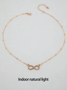 imoli Rhinestone Infinity Charm Necklace - Yellow Gold - View 7