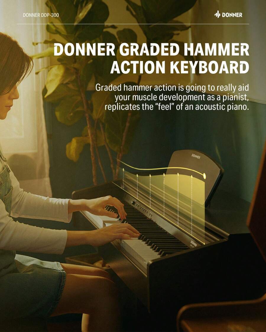 Donner Digital Piano DDP300 88 Full Size Graded Hammer Action Weighted