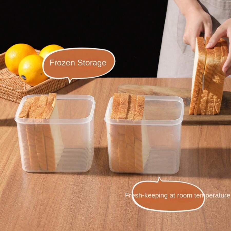 1pc Sealed Baking Storage Box For Bread, Toast, Frozen-Foods And Fridge Preservation - White - View 1