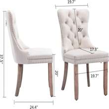 2/4/6 Piece Set Velvet Upholstered Dining Chairs, Wingback  Side Chairs Button Tufted With Solid Wood Legs For Kitchen,Dining Room. - Beige - View 8