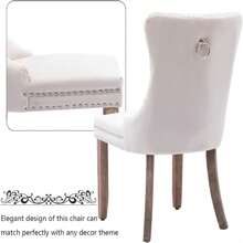 2/4/6 Piece Set Velvet Upholstered Dining Chairs, Wingback  Side Chairs Button Tufted With Solid Wood Legs For Kitchen,Dining Room. - Beige - View 7