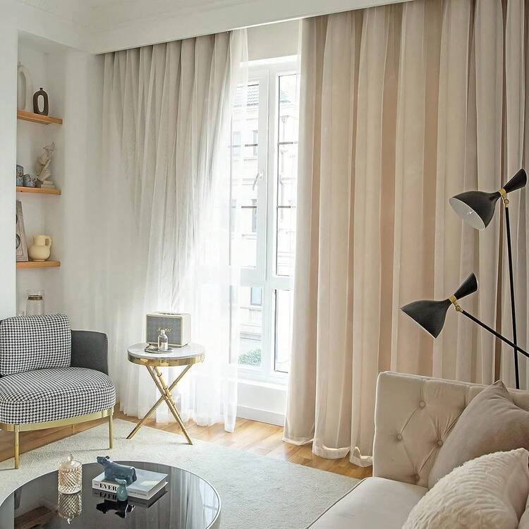 Una Pieza De Cortinas Combinadas De Doble Capa De Gasa Y Sombra De Color Beige Con Anillo Superior, Decoración Del Hogar Para El Dormitorio, Sala De Estar, Habitación De Niños, Habitación De Princesa, Etc. (longitud De 42 Pulgadas/52 Pulgadas) - Beis - Añade 3