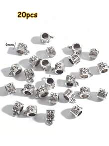 20入古色銀合金吊墜珠寶連接吊飾手鐲吊墜連接器間隔珠寶扣配件手鐲項鍊diy定位扣 - 復古銀色 - 查看 11