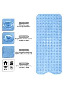 1pc Bath Mat - Lux Decor Non-Slip Durable PVC Tub Mat With Suction Cups And Drainage Holes - 40x16 Inches- For Shower And Bathtub Comfort, Roll-Up Storage, Home Decor, Back To School, Graduation Gifts-, Spring Cleaning Upgrade, Valentine's Day Spa Feel, Safety First, Quick Dry Surface, Mold Resistant, Easy Clean, Comfortable Standing, Shower Essential, Bathtub Safety, Bathroom Upgrade, Daily Use Mat, Home Basic, Family Use, Everyday Living - 淺藍 - 查看 9