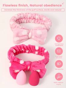 2入組臉部化妝海綿+2入組固定髮型的髮帶