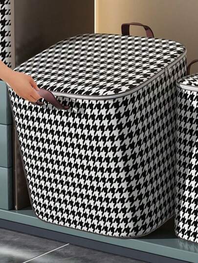 1 件千鸟格图案无纺布可折叠储物袋，适用于存放床上用品、玩具装饰秋季装饰节日装饰房间装饰家居装饰秋季装饰卧室装饰卧室、收纳袋、收纳袋、家居收纳、女式白色 T 恤、女式黑色裤子、女士冬装、连衣裙、女士冬装、优雅女装、女士白衬衫、长袖、女士白色连体裤、女士春季连衣裙、女士春季服装、春季、春装、极简主义、夏季上衣