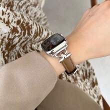 1 Pc Becorative Fancy Jewelry Stylish Elegant Slim Leather Loop Compatible With Apple Watch Band For Women Gold Silver Halloween Black Charms Sport Thin 38mm 40mm 41mm 42mm 44mm 45mm 46mm 49mm , Watchband Compatible With Apple Watch Strap Series Ultra 10/9/8/7/6/5/4/3/2/1 SE