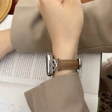 1 Pc Becorative Fancy Jewelry Stylish Elegant Slim Leather Loop Compatible With Apple Watch Band For Women Gold Silver Halloween Black Charms Sport Thin 38mm 40mm 41mm 42mm 44mm 45mm 46mm 49mm , Watchband Compatible With Apple Watch Strap Series Ultra 10/9/8/7/6/5/4/3/2/1 SE