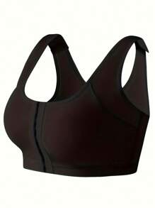 運動文胸,健身、跑步、瑜珈和訓練服,有襯墊且無鋼圈,前扣,高支撐