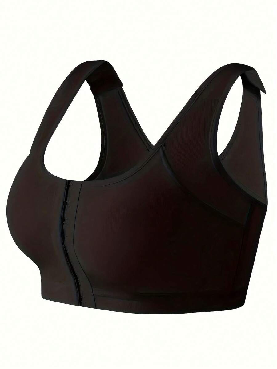 運動文胸,健身、跑步、瑜珈和訓練服,有襯墊且無鋼圈,前扣,高支撐